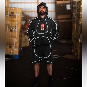 Men Rain Jacket and Shorts Waterproof Lightweight Windbreaker Hooded NWT XL